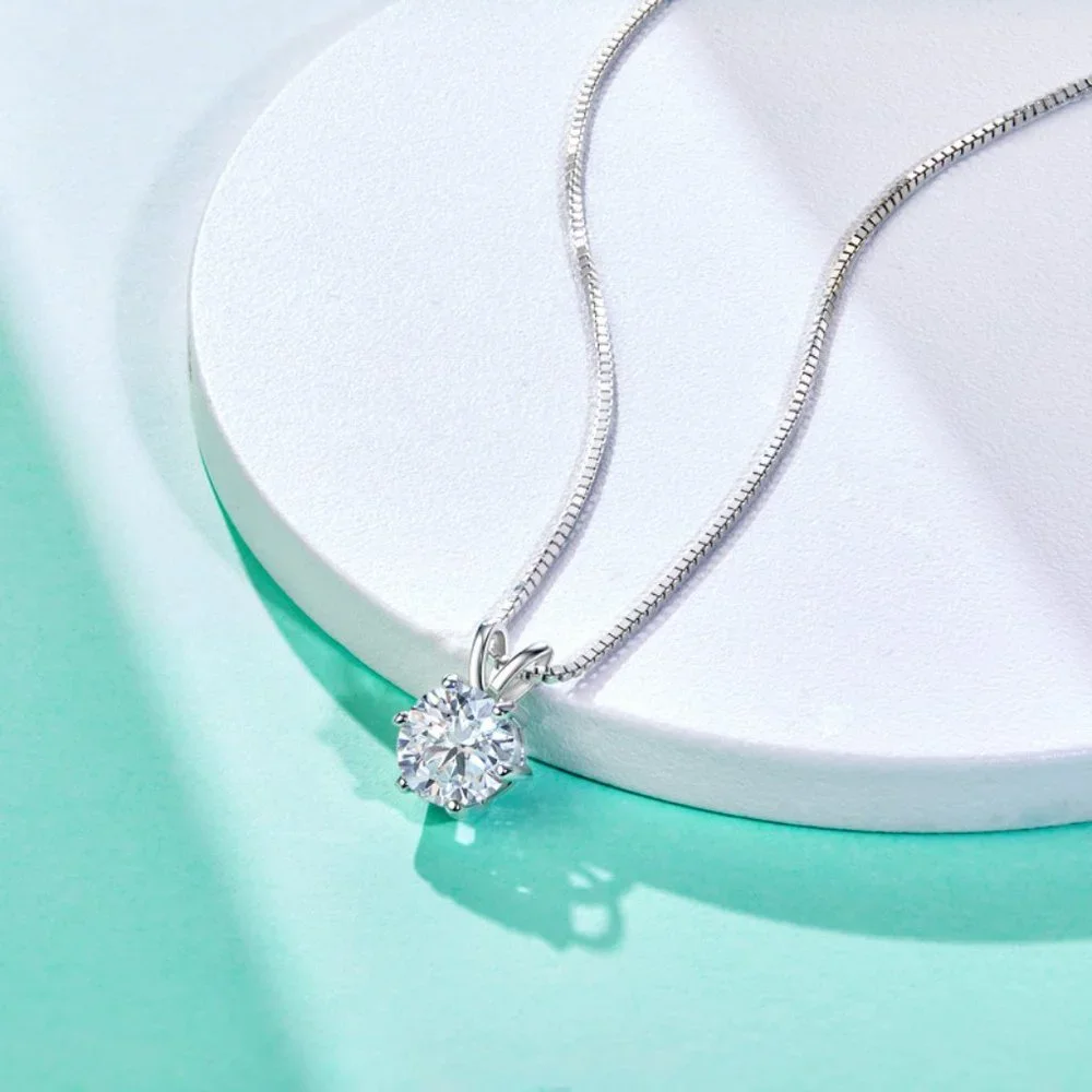 Certified 3 ct. t.w. Moissanite Diamond Solitaire Necklace NEW A